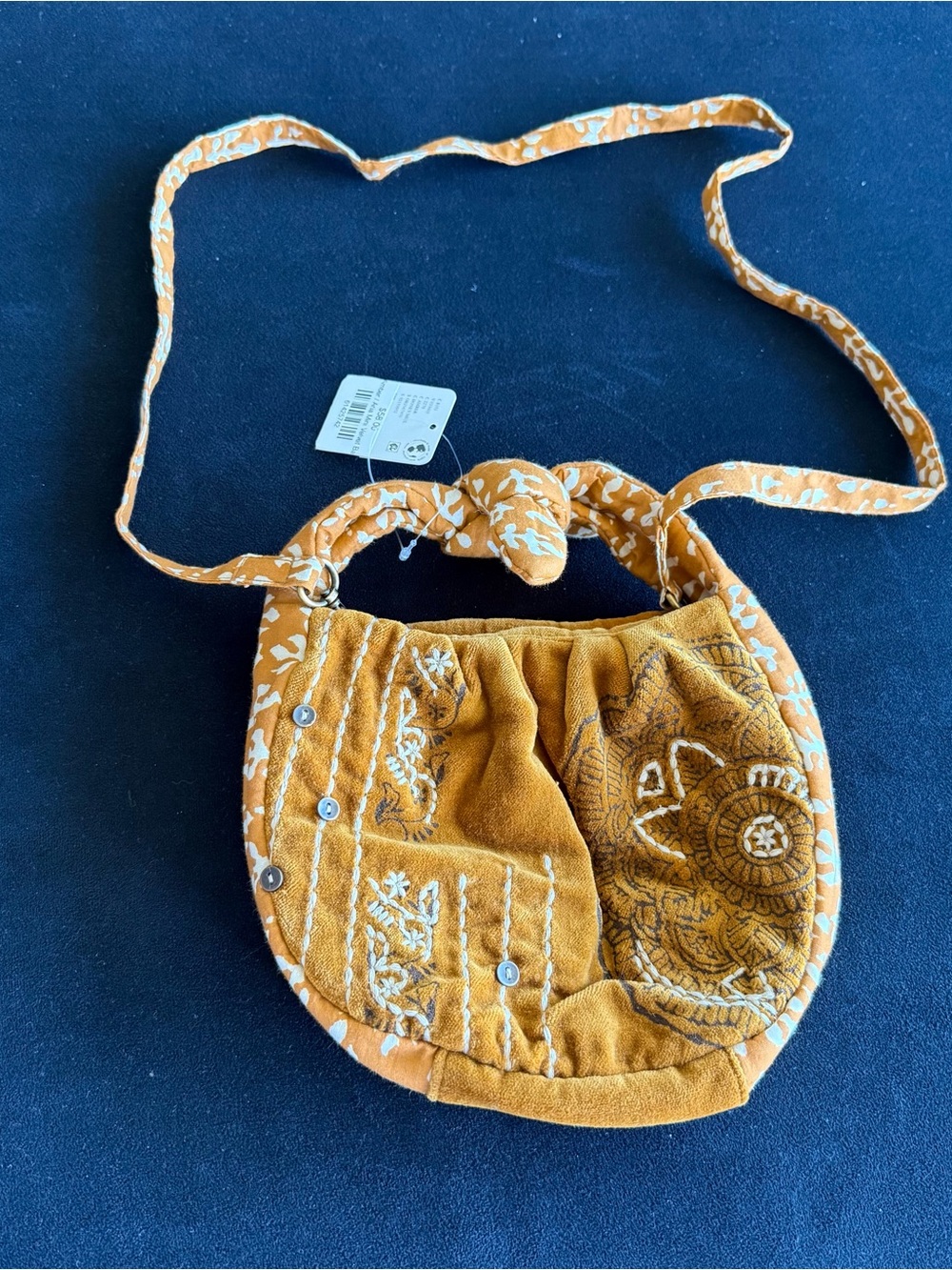 Free People Mustard Yellow Embroidered Crossbody Bag